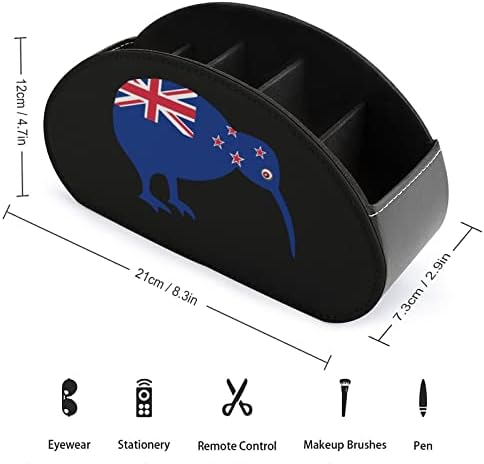 Új-Zéland Zászlaja Kiwi Nyomtatott Tv Távirányító Szervező Doboz Ellenőrzési Birtokosai PU Bőr 5 Rekeszes Tároló Tartály