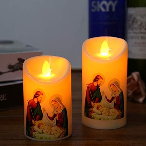 JKPOWER Jézus Krisztus Gyertya, Lámpa LED Tealight Romantikus Pillér Fény Kreatív Flameless Jézus Krisztus Gyertya Lámpa 1