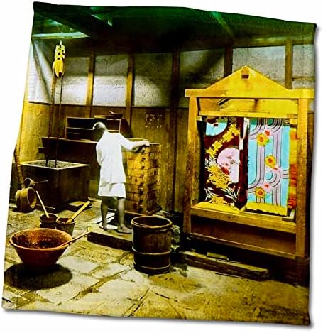 3dRose Vintage Japán Haldokló Kimonó Szövet, Textil Gyár Régi Japán 1890-es években - Törölköző (twl-246559-3)