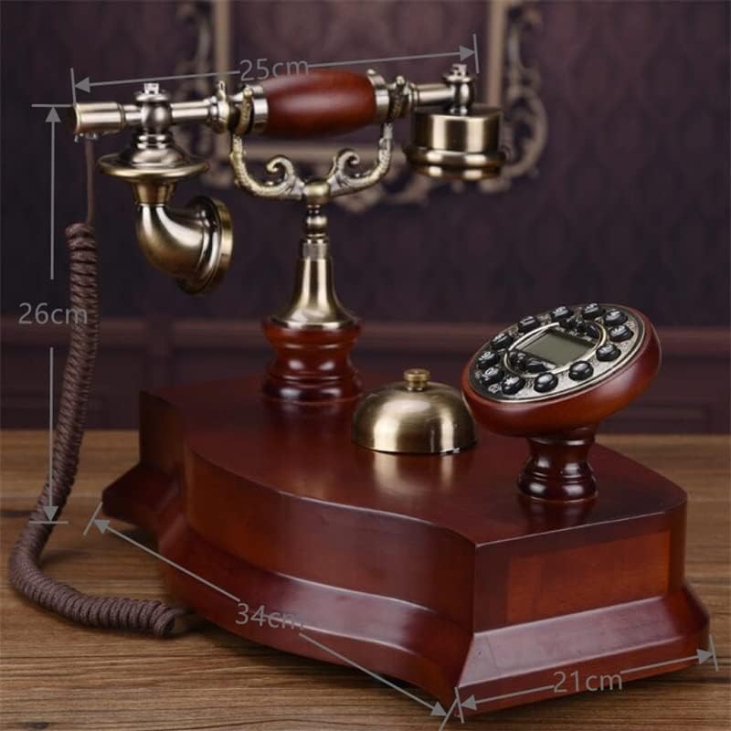 ZJHYXYH Antik Vezetékes Telefon Mechanikus Bell Lelkipásztori Retro Home Office Tömör Fa Vezetékes Telefon Kék Háttérvilágítás+Kihangosító+Hívófél-AZONOSÍTÓ