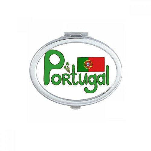 Portugália Nemzeti Zászló Zöld Mintás, Ovális Tükör Hordozható Fold Kezét Smink Dupla Oldalon Szemüveg