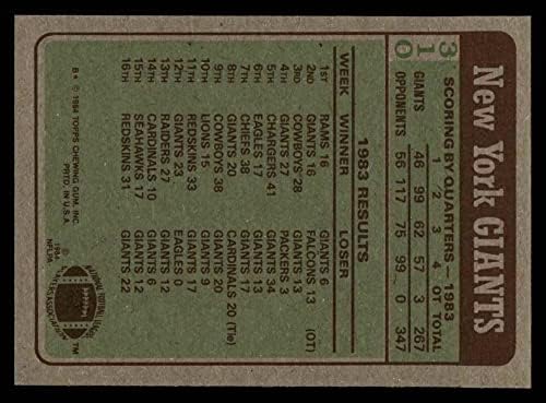 1984 Topps 310 Óriások Vezetők Komolyan Szürke/Butch Woolfolk/Terry Jackson/George Martin/Lawrence Taylor New York Giants-FB