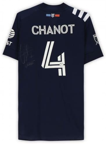 Maxime Chanot New York City FC Dedikált Match-Használt 4 Haditengerészet Jersey a 2020-as MLS-Szezon - Dedikált Foci Mezek