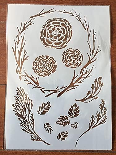 Levelek, Virágok, Gally Roser DIY Stencil - Újrafelhasználható Díszítő Sablon Papír a Falon Fa Scrapbook Színezés Dombornyomás