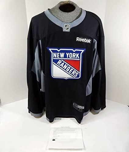 A New York Rangers Játék Használt Fekete Gyakorlat Jersey Reebok NHL 58 DP29911 - Játék Használt NHL-Mezek