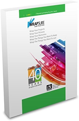 USI WrapSure Termikus (Forró) Lamináló Tasak/Lap, a Menü Méret, 3 Mil Vastag, 12 x 18 Cm, Világos, Fényes, 100-Pack