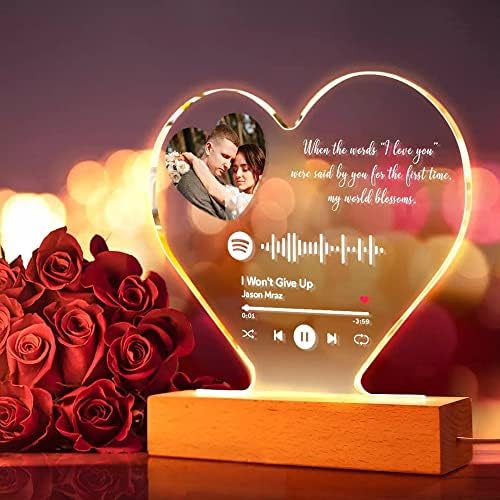 Egyéni Valentin-Napi Ajándékok Őt & Neki, Spotify Emléktábla Üveg-Művészet Éjszakai Fény Szív lakberendezés Ajándék Barátnőm Pasija Személyre