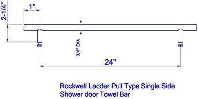 Rockwell 24 Létra Típus egyoldalas törölközőtartó törölközőtartó Króm Kivitelben, az Üveg Zuhany Ajtók 1/2 hüvelyk Lyuk Átmérő 24 cm távolságra