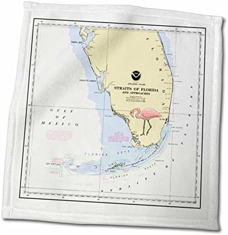 3dRose Nyomtatás a Hajózási Térkép Dél-Florida A Flamingó - Törölköző (twl-214253-3)