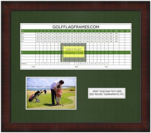 13x15 Barna Golf Scorecard Képkeret, Préseléssel brn-002, Zöld Szőnyeg (mely akár 5x12 kártya 4x6 vagy 5x7 fotó); kártya nem tartozék fotó