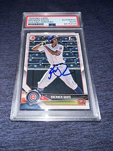 Sam Davis Aláírta a 2018-as 1. Bowman Trading Card Topps Dodgers PSA/DNS - Baseball Asztalon Dedikált Kártyák