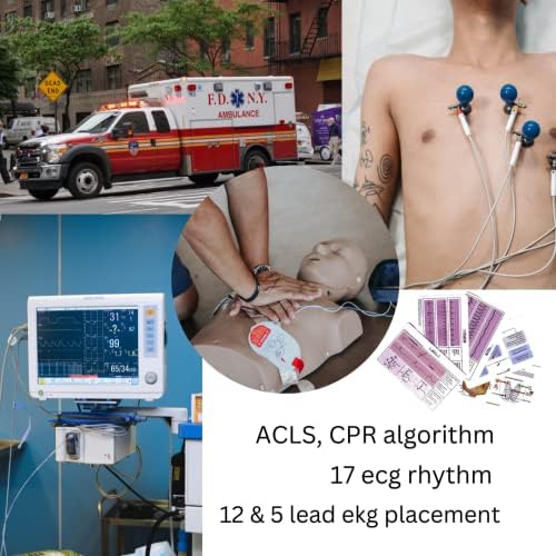 MOMOZEE EKG Ápolási Referencia Jelvény Kártyák - a Telemetria Szívritmus -, EKG -, ACL,CPR,12 elvezetéses EKG Elhelyezés Csalni Lap