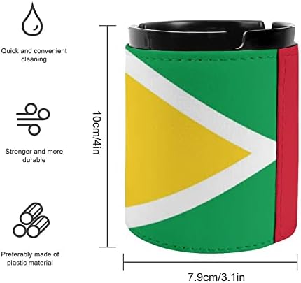 Guyana Zászló Kerek Bőr Cigaretta Hamutartó Asztali hamutartó a Dohányosok Kiegészítők Ajándék Szett