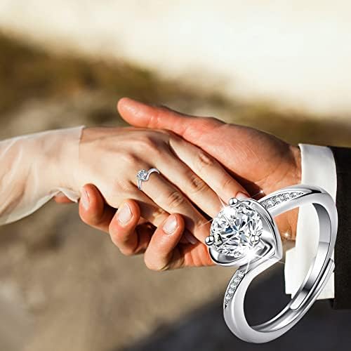 Gyűrűk, A Barátnőm Állítható Gyűrű Nyitó Eljegyzési Kerek Vágott Zircons Nők Esküvői Gyűrű, Ékszerek, Gyűrűk, Nő, Közepén Arany Gyűrűk (Egy,