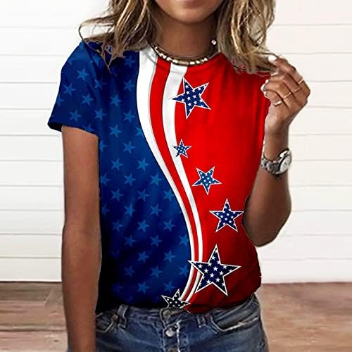 Női T-Shirt Amerikai Zászló Maximum Függetlenség Napja Tees O-Nyakú, Rövid Ujjú Ing, Nyári Hazafias Alkalmi Roham Blúz