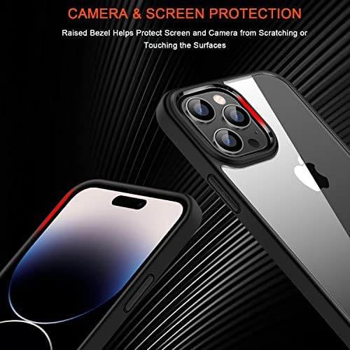 TENDLIN Kompatibilis az iPhone 14 Pro Max-Ügyben [Anti-Sárgás] Kristálytiszta Vissza TPU Lökhárító Vékony Telefon Tok (Fekete)