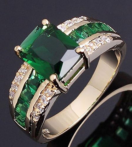 Phetmanee Bolt Divat Méret 6,7,8,9,10 Férfi Nő Smaragd Esküvői 18K Arany Töltött Gyűrű Ajándék (6)