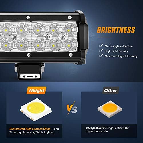Nilight - ZH405 LED Bar 25Inch 162W Helyszínen Árvíz Combo Led Off Road Lámpák Kábelköteg Készlet, 2 Év Garancia