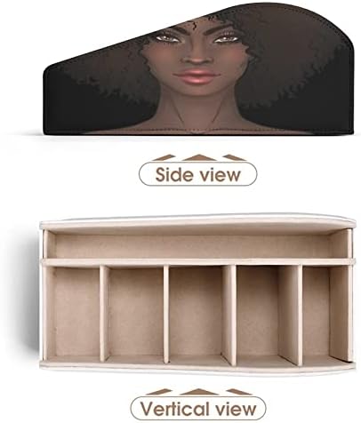 Afro-Amerikai Csinos Lány Távirányító tartó PU Bőr Szervező Doboz 6 Rekeszes Tároló Doboz Nappali Hálószoba
