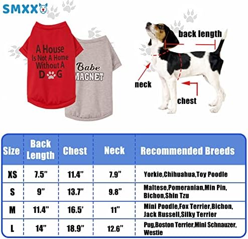 SMXXO 4 Csomag Kutya Póló Chihuahua york-párti,Nyomtatott Kutya Felszerelés Kutya Pulóver,Lélegző Kutya Ruhák a Kis Kölyök Macskák Fiú,Lány,
