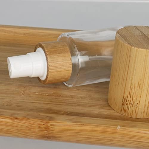 COSIDEA 6 db Üres 1oz / 30ml bambusz fedél átlátszó üveg spray palack finom köd despenser fejét folyékony parfüm parfüm,