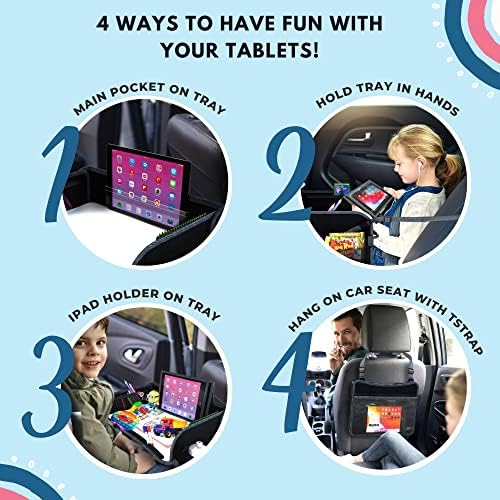 FICOMAX Gyerekek Utazási Tálcát Autó 8 Filctollak, Radír, Tablet, pohártartó | Gyermek autósülés Tálca | Gyerekek Snack Kör Autó Tálcák