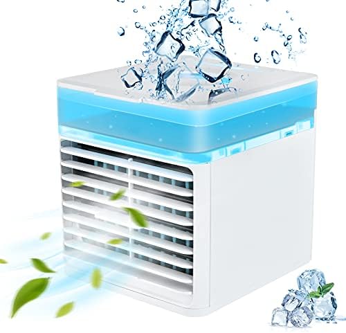 Mini Klíma,Hordozható Párolgási légkondícionáló 3 Sebesség, 4 az 1-ben Hordozható Légkondicionálók/Párásító/LED Fény a Szobában, Hálószoba,