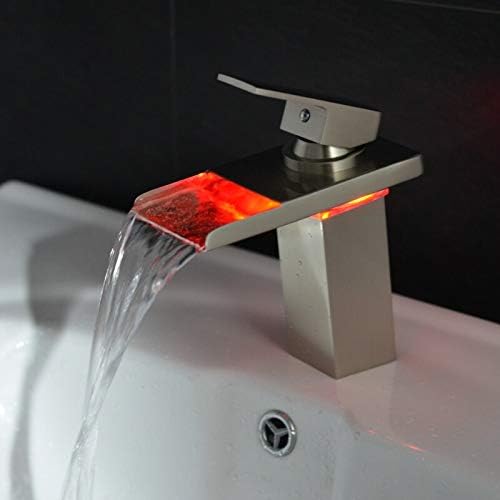 Víz Power LED Mosdó csaptelep hőmérséklet-szabályozott 3 színben mosdó csaptelep vízesés medencéjében koppintson