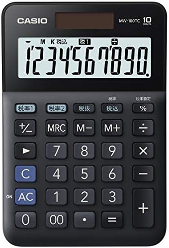 Casio MW-100TC-BK-N W Adó Kalkulátor, 10 Számjegy, Adó Kalkulátor, Fekete, Mini Csak Típusa