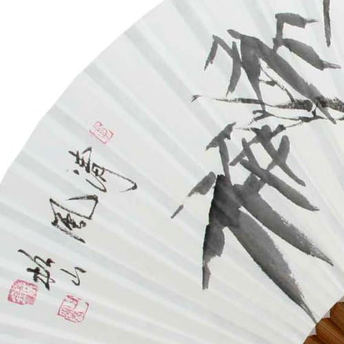 Kézzel Festett Összecsukható Fekete Kínai Tinta Bambusz Festmény Koreai Eperfa Rizs, Fehér Papír Művészeti Kézi Dekoratív Rajongó
