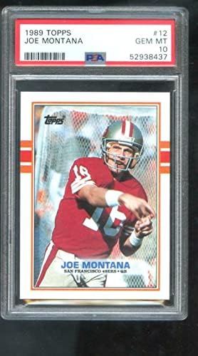 1989 Topps 12 Joe Montana PSA 10 Osztályú Labdarúgó-Kártya San Francisco 49ers GEM - Aláíratlan Labdarúgó Kártyák