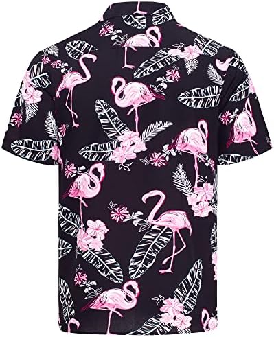 J. Ver Férfi Flamingo Hawaii Virágos Ing, Rövid Ujjú Ing, Trópusi Alkalmi Gomb Le Póló, Beach Holiday Maximum