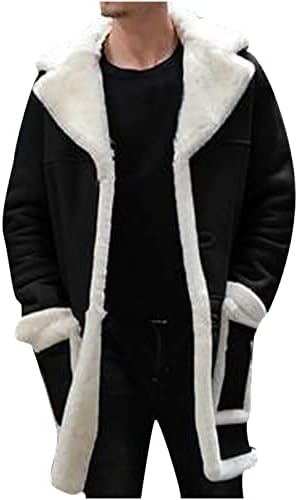 QUNPIU Férfi műszőrme Gyapjú Sűrűsödik Téli Árok Kabátban, Vintage Hosszú Térd Meleg Peacoat Széldzseki Hajtóka Kabát