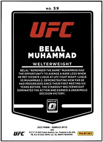 BELAL MOHAMED 2022 Donruss Optikai UFC 59 Alakuló Kiadás NM+-MT+ MMA Küzdelem