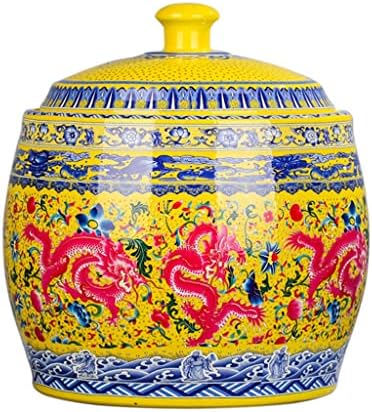 n/a Kerámia Zománc Nagy Puer Tea Jar Sárga Por Zománc Váza Virág Tartályba Kínai Kézműves Gyömbér Üvegek