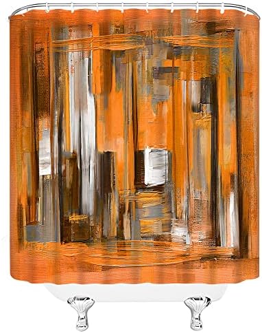 LAEDCIITI Égetett Narancs zuhanyfüggöny Modern Geometria Művészet, Absztrakt Festmény, Grunge Ecsetvonások Akvarell Esztétikai
