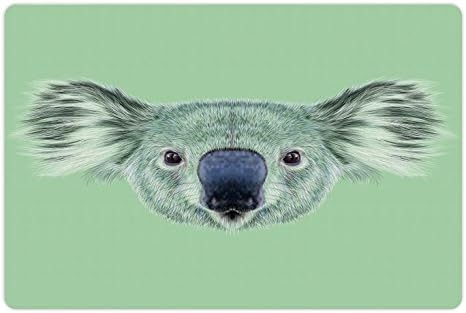 Lunarable Állat Kisállat Mat az Étel, a Víz, a Trópusi Koala Maci Portré Dzsungel Hipszter Állatkert Vad Grafikus Nyomtatás, Téglalap Csúszásmentes