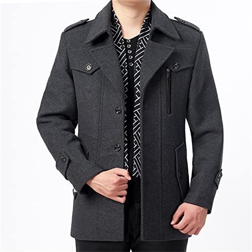 Maiyifu-GJ Férfi Divatos Sál egysoros Kabát Gyapjúból Téli Üzleti Árok Kabátok Slim Fit Meleg, Közepes Hosszúságú Kabát