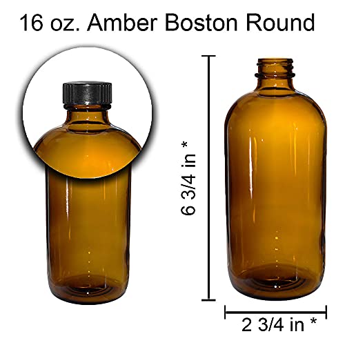 (12 Csomag) GBO 16 oz. Amber Boston Kerek Üveg Fekete Poli Kúp, Kupak