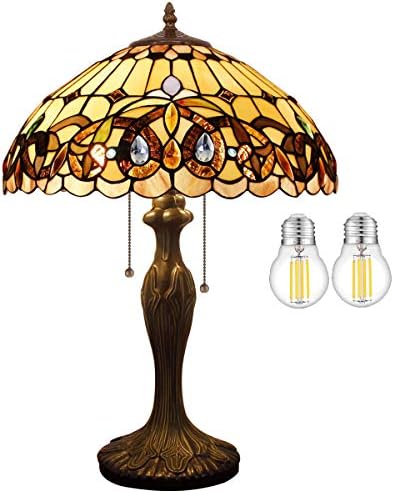 WERFACTORY Tiffany Stílusú asztali Lámpa Színes ólomüveg Serenity Viktoriánus Éjjeli Lamp16X16X24 Cm asztali Lámpa Fém Alap