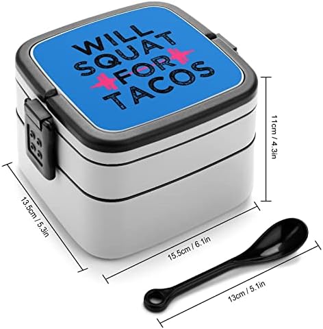 Zömök, Taco A Dupla Réteg Bento Box Ebédet Étkezés Tartály Dolgozik Az Irodájában Piknik