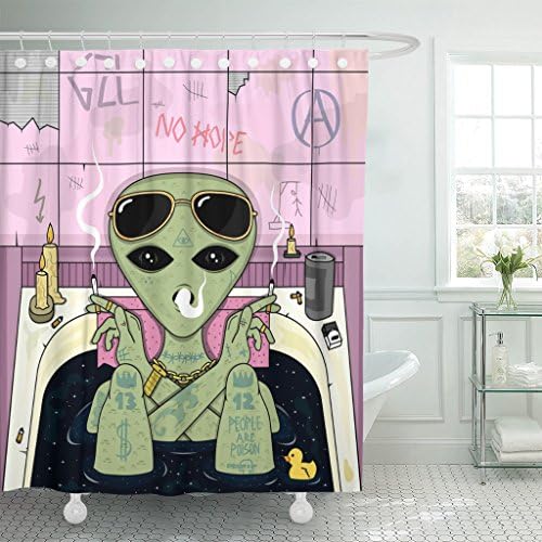 Emvency zuhanyfüggöny Fura Szemüveget, Vízálló Poliészter háló 60 x 72 Cm Állítsa be a Horgot