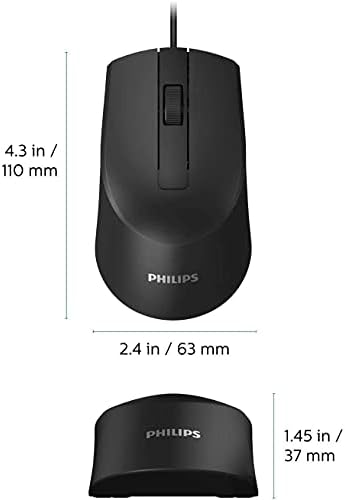 PHILIPS USB Vezetékes Optikai Egér Nagy Teljesítményű, 3 gombos Optikai LED Érzékelő-Ergonomikus Palm-Markolat a Kábelt a SZÁMÍTÓGÉP/Számítógép/Laptop