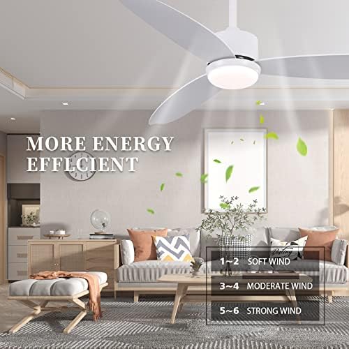 REVOICI 52In Mennyezeti ventilátor a Fény,Szabályozható LED Távirányító Modern Mennyezeti Ventilátor,3 Pengék Csendes Visszafordítható,