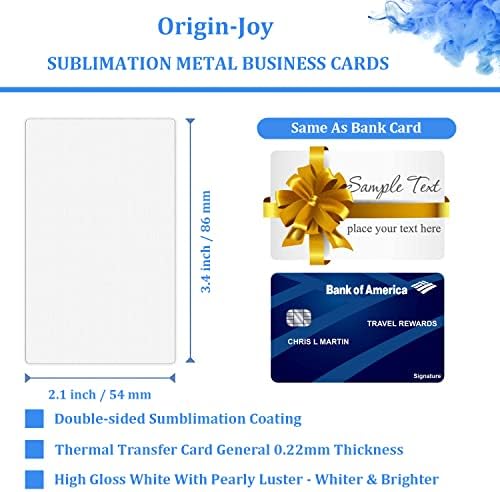 Eredet-Joy 150 DB Szublimációs Fém névjegykártya, 3.4 x 2.1 Colos Alumínium Nyomtatható Üzleti Kártya Üres az Egyéni Színű