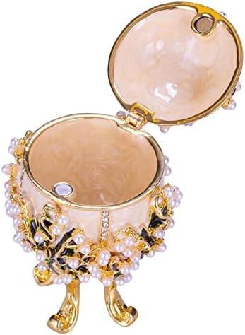 danila-ajándéktárgyak Fabergé-stílusban Liliom a Völgy Tojás/Bizsu-Ékszer Doboz Császár Koronája 3.4 (8,5 cm) tejszín