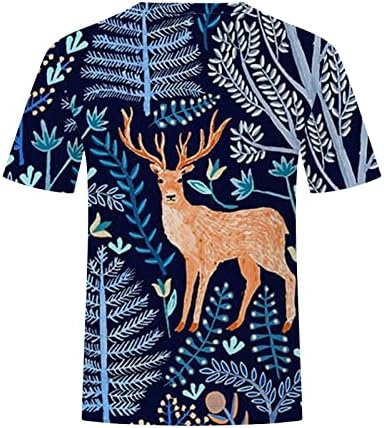 Mens T-Shirt Alkalmi Karácsonyi 3D Nyomtatás Kerek Nyakú, Rövid Ujjú T-shirt Plus Size Blúzát, majd Rövidnadrág Szett Sötét Kék
