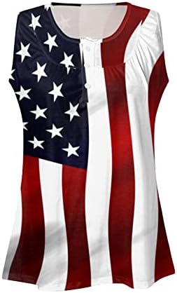 Július 4-Tartály Tetejét a Nők Amerikai Zászló Nyári Alkalmi Ujjatlan Tshirt Csíkos Tie-Dye Hazafias Sportos csőfelső