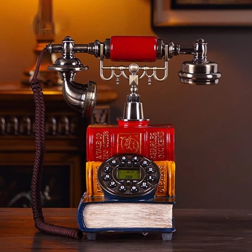 LUKEO Retro Könyv Bázis Vezetékes Telefon Haza, Vintage Gomb telefonvonal Régi Divat Telefon, Vezetékes Telefon kihangosító,