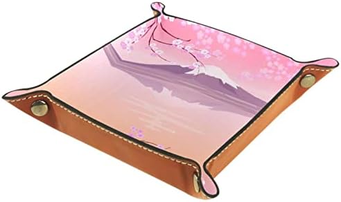 Tároló Doboz Kicsi, Japán Fuji Ágak Sakura Virágok, Fekvő, Bőr Őrzött Tálca Asztali Tároló Szervező a Tárca Órák Kulcsok Érmék
